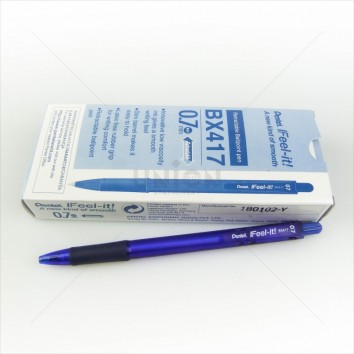 PENTEL ปากกาลูกลื่น กด 0.7 Feel-it BX417 <1/12> หมึกน้ำเงิน